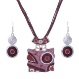 African Bridal Leather Chain Enamel Gem Party Jewelry Set